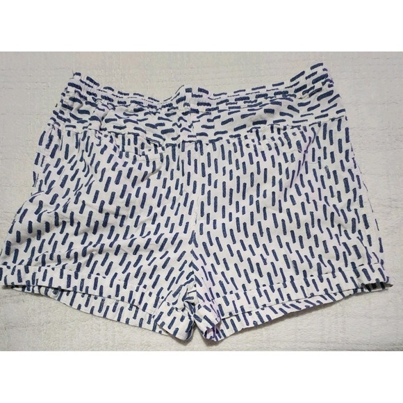 Anthropologie Boho Paper Bag Shorts Women's Large White Blue Striped Tie Belt - Picture 2 of 8